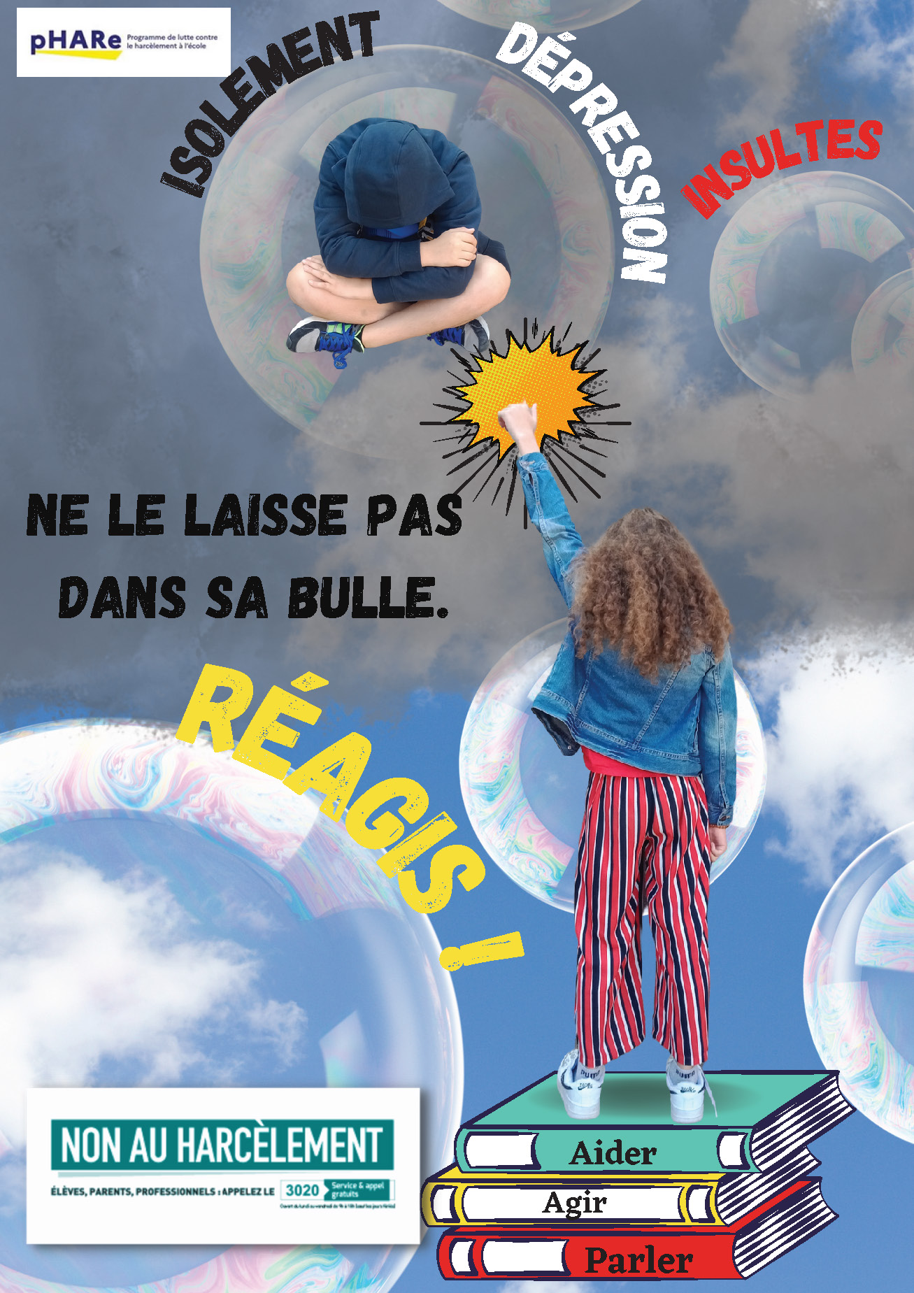 NAH22 - Affiche - Collège Henri Dunant de Aumale : "Tous ensemble contre le harcèlement"