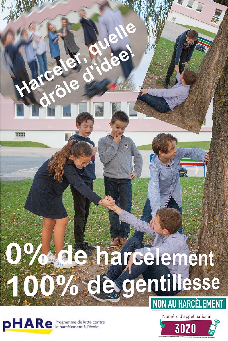 NAH22 - Affiche - École des Rosiers de Livarot : "Harceler, quelle drôle d'idée"