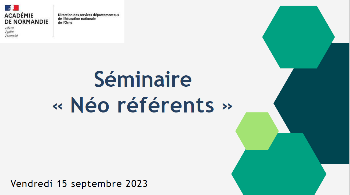 Diaporama du séminaire des néo référents plan français, plan maths