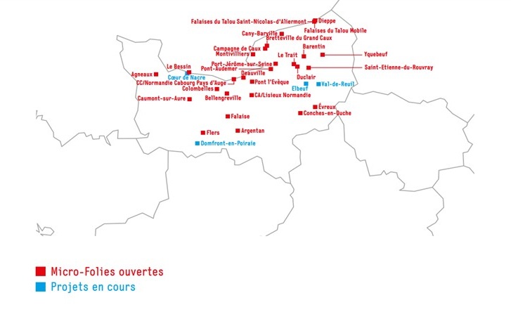 Carte de déploiement des micro-folies en région Normandie (octobre 2024)