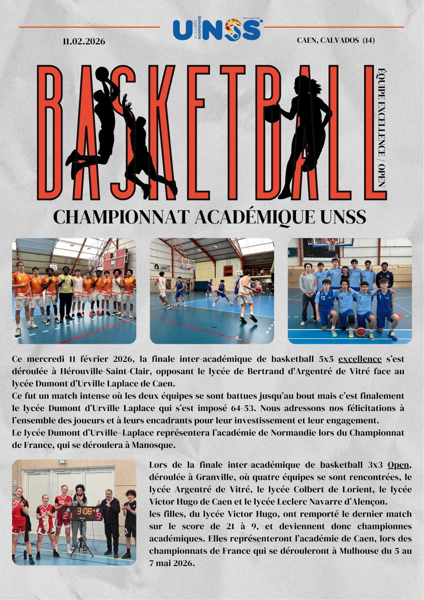 UNSS - Basket - Championnat académique - 11.02.2026
