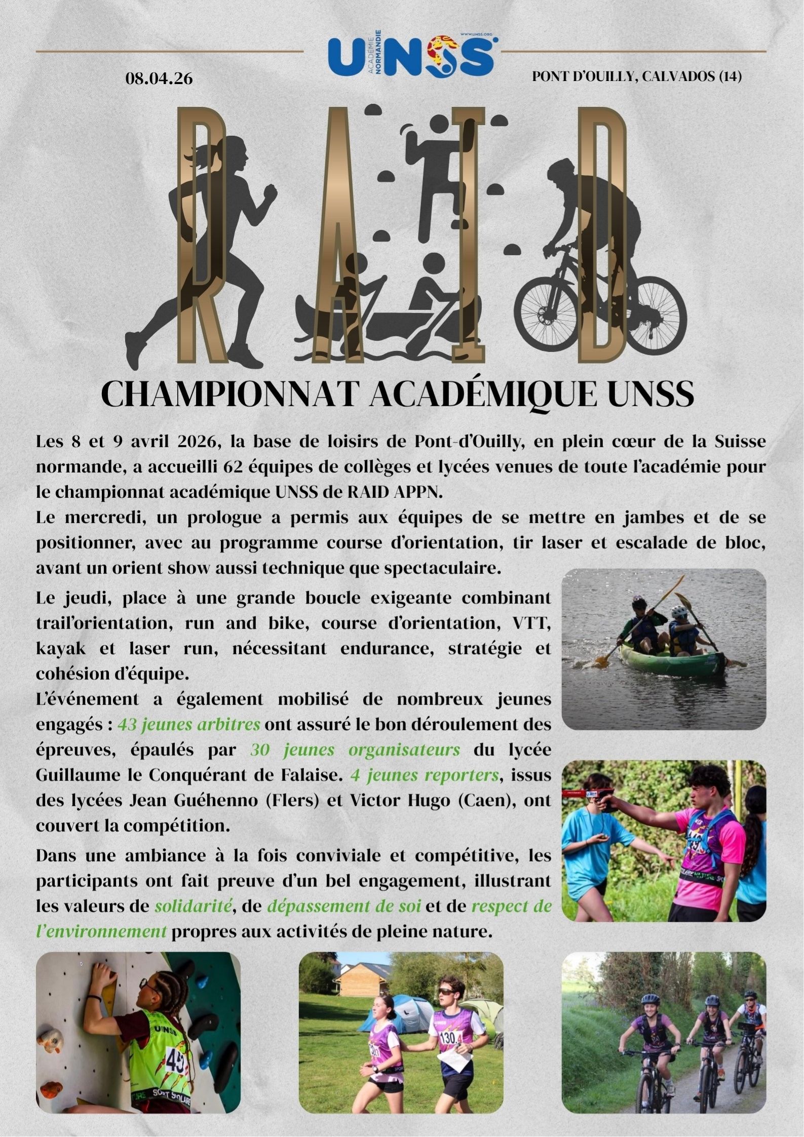 UNSS - Raid - Championnat académique - 08.04.2026