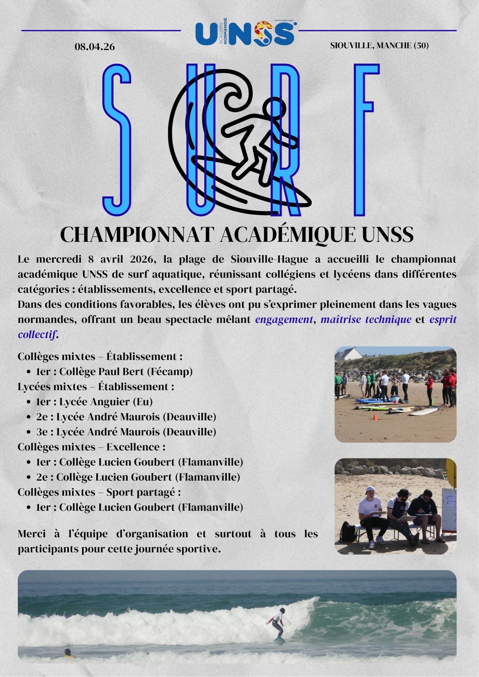 UNSS - Surf - Championnat académique - 08.04.2026