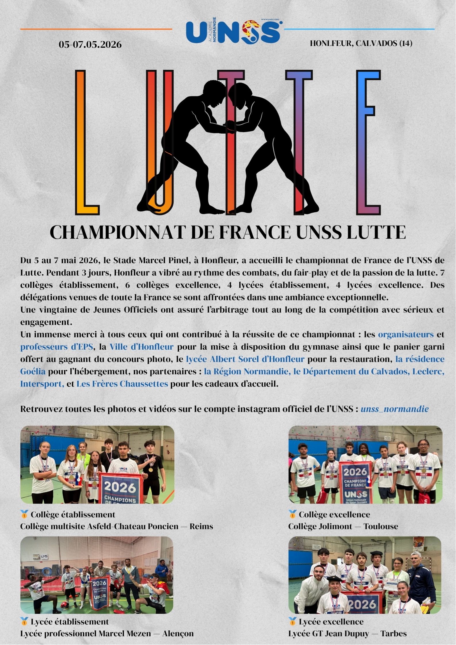 Article - Championnat de France UNSS Lutte 05-07.05.2026