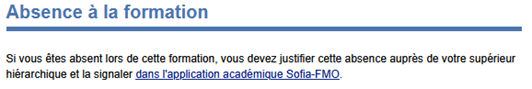 Interface Sofia-FMO (Normandie) - Corps du mail adressé au stagiaire relatif à l'absence à la formation