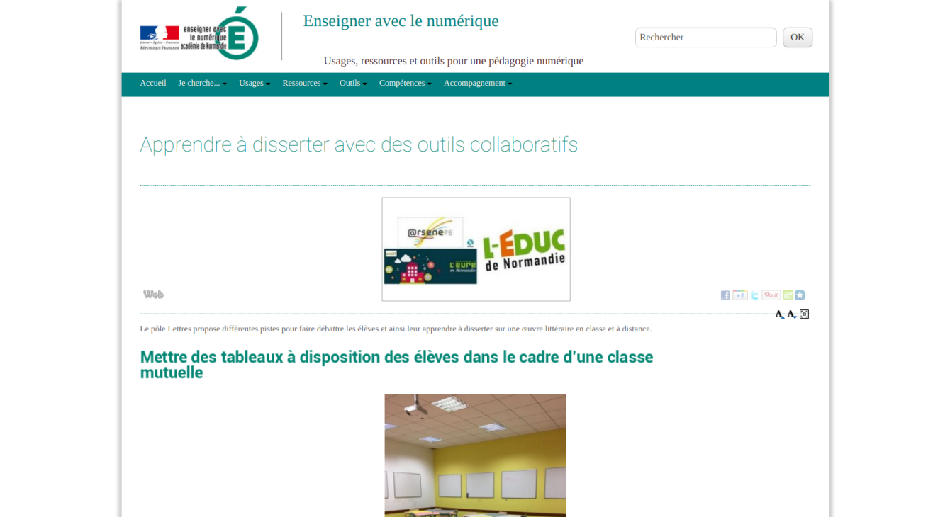 Site enseigner avec le numérique - capture d'écran
