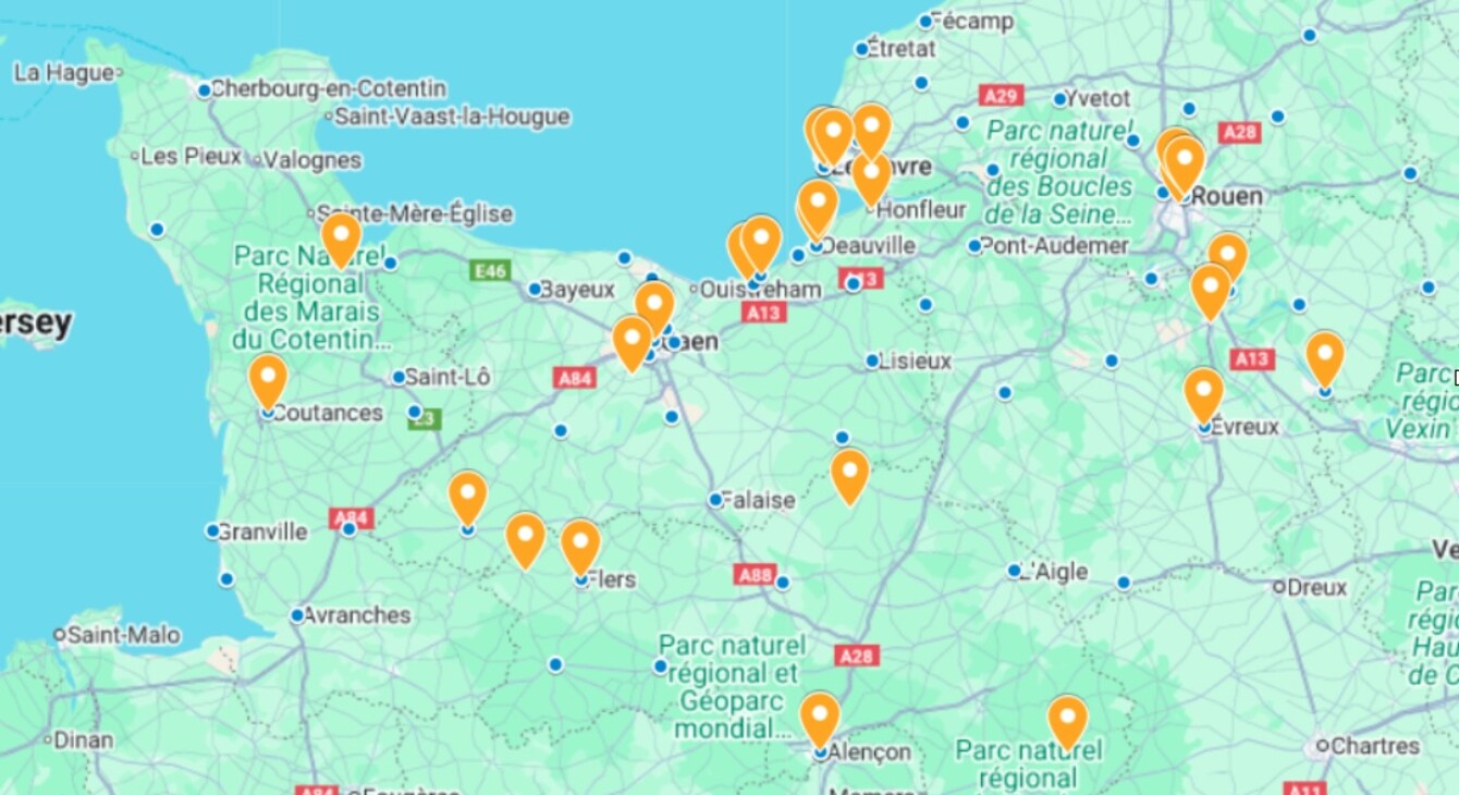 Carte des festivals de cinéma normands